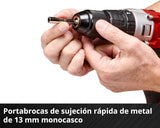Taladro percutor con batería TE-CD 18/2 Li-i +64 PXC de Einhell (18 V, 44 Nm, engranaje de 2 veloc., incl. 2 baterías 2,0 Ah, cargador rápido, maletín y set de acces. de 64 piezas)