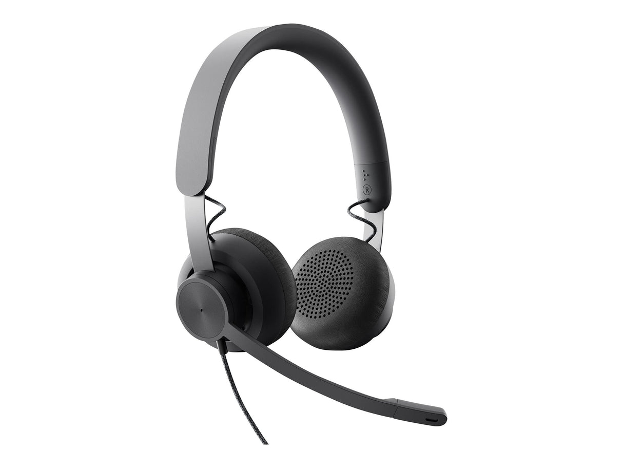 Logitech ZONE WIRED Headset Auricular profesional con micrófono cancelador de prestaciones superiores, conexión por cable con conector USB-A y USB-C, audio de alta fidelidad, Certificado UC- Grafito