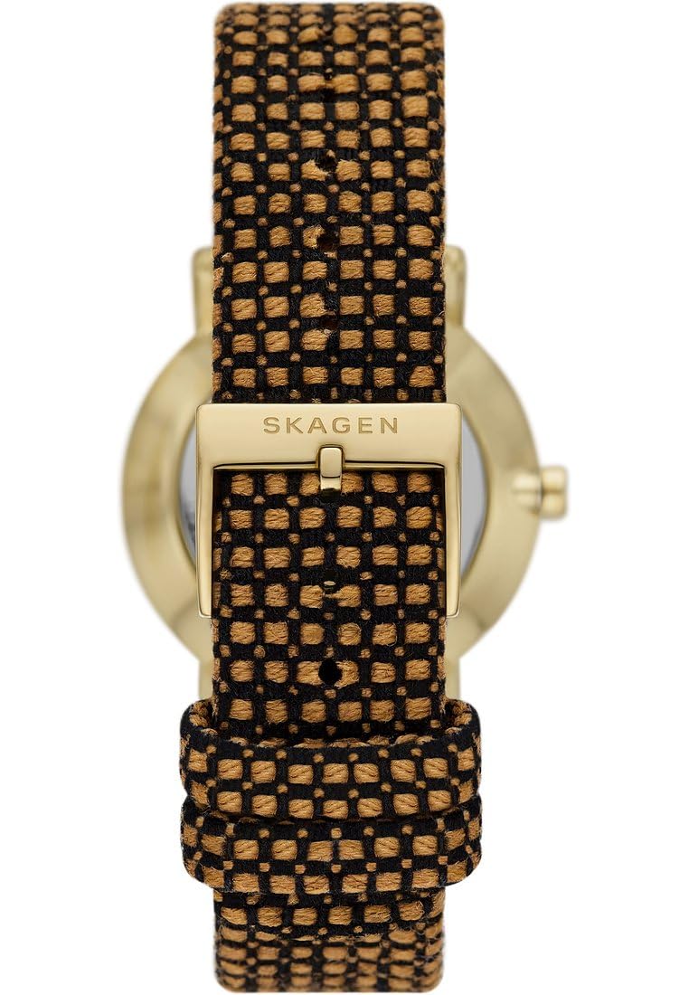 Skagen Kuppel Reloj para Mujer, Movimiento de Cuarzo con Correa de Acero o Piel, Naranja y Dorado, 32MM
