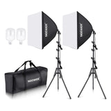 NEEWER Kit de Iluminación Continua de Caja de Luz Equivalente a 700W，2 Bombillas de LED de 5700K，60x60cm Softbox con Enchufe E27 para Equipo de Estudio Fotográfico