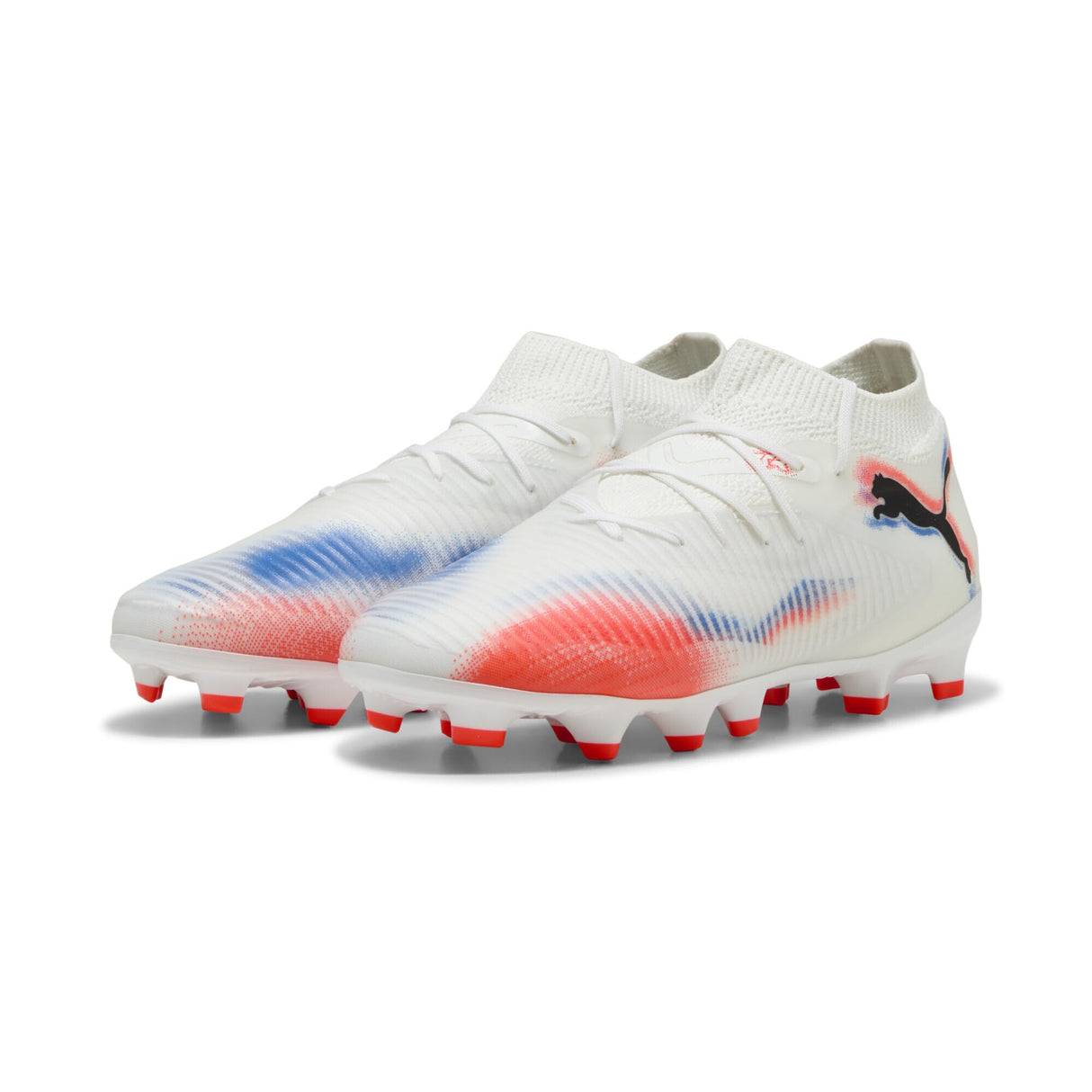 PUMA Future 8 Pro FG/AG Jr - Tenis de fútbol Unisex para niños, Puma Blanco Puma Negro Rojo Brillante, 34 EU