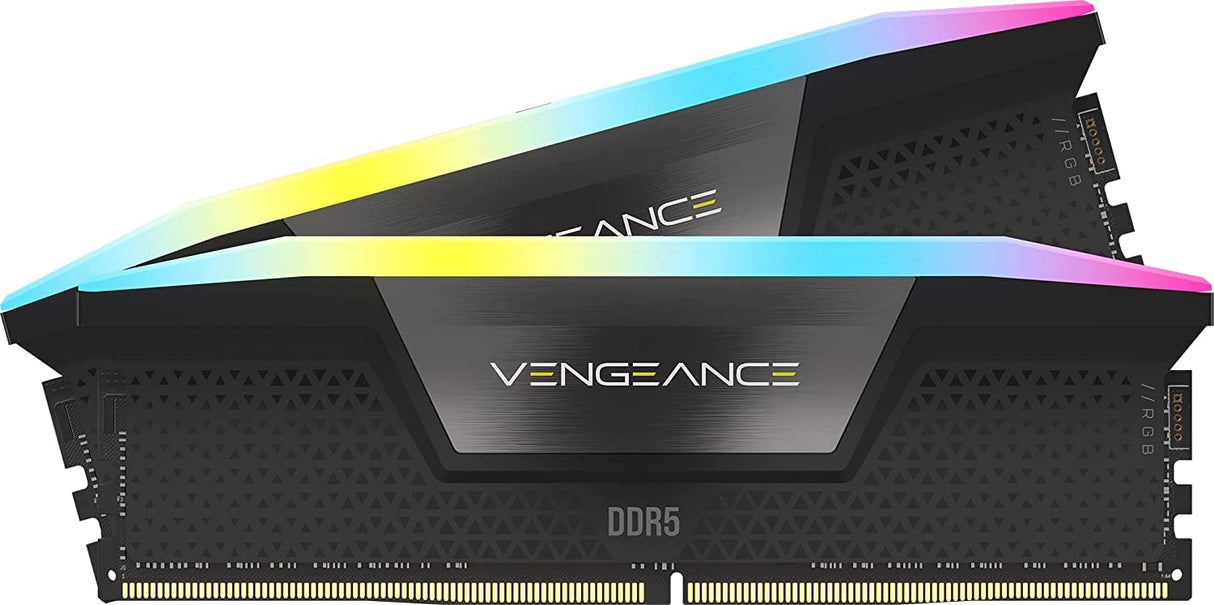 Corsair VENGEANCE RGB DDR5 64GB (2x32GB) 6000MHz C40 Kit de Memoria Optimizada Intel Para Equipos de Sobremesa - Iluminación RGB Dinámica de Diez Zonas - Perfiles Intel® XMP 3.0 Personalizados - Negro
