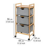 WENKO Carrito para la Colada Bahari con 3 cestas extraíbles, 100 poliéster, 44 x 96 x 34 cm, Color Natural/Gris, bambú, marrón