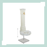 Relaxdays Fuente de Pie Antigua, con Grifo y Lavabo, 93x47x38 cm, Bebedero de Jardín, Terraza, Aluminio Fundido, Blanco, Latón