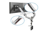 DIGITUS Soporte para monitor - Abrazadera y resorte de gas - 2 monitores - hasta 27 Pulgadas - hasta 2X 8 kg - VESA 75 & 100 - Plata/negro