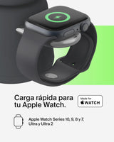 Belkin BoostCharge Pro Cargador inalámbrico 2 en 1 con Qi2 de 15 W, estación de Carga con MagSafe para iPhone Series 16, 15, 14, 13 y 12, Apple Watch, AirPods y Otros, Fuente de alimentación, Negro
