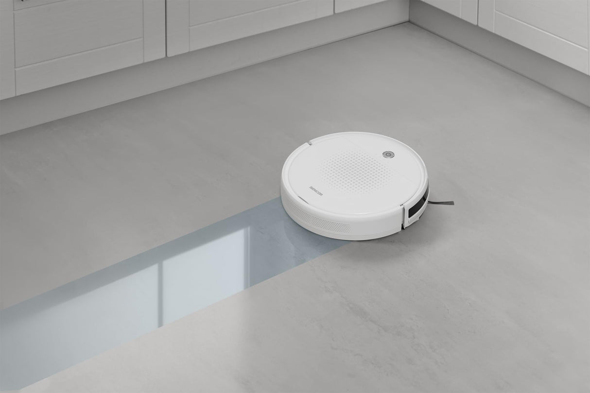 SENCOR Robot Aspirador y fregasuelos SRV 1550WH - Robot Aspirador Ultra Silencioso y Compacto, Navegación Inteligente con Tecnología Smart Room y Función Mop, Ideal para Pelos de Mascotas