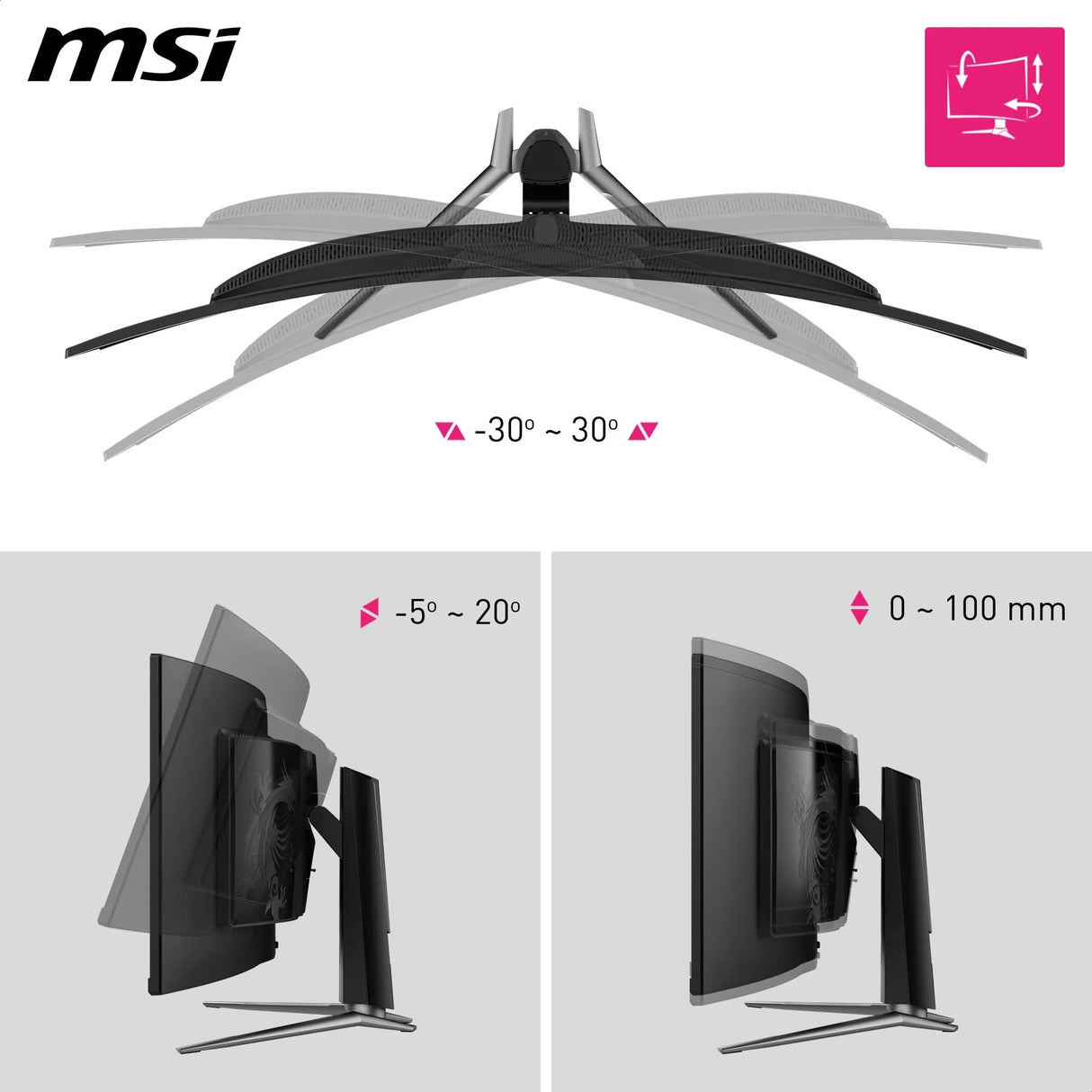 MSI MPG 491CQPX QD-OLED Monitor Curvo Gaming de 49" DQHD, 1800R, 5120 x 1440 Quantum Dot OLED Panel, 240Hz/0.03ms, 99% DCI-P3, Display HDR True Black 400, KVM, Negro