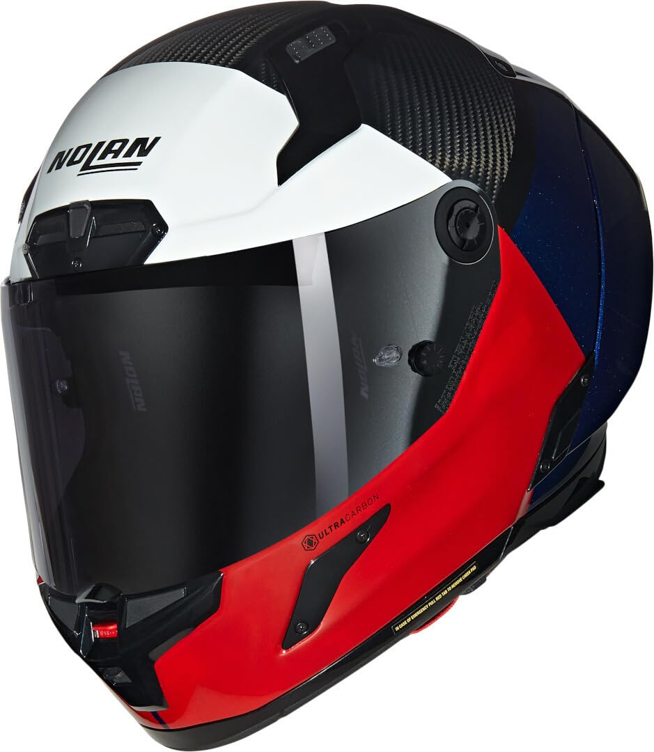 NOLAN Helmet X-804 RS BLOCCO 348 XL, Carbono/Rojo visceral/Azul Oscuro/Blanco