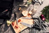 ZWILLING Four Star Traveller Set de cuchillos de 7 piezas para viajes, juego de 3 cuchillos, tabla de cortar, cuchillo de sumer, tijeras multiusos y bolsa de transporte, fabricado en Alemania