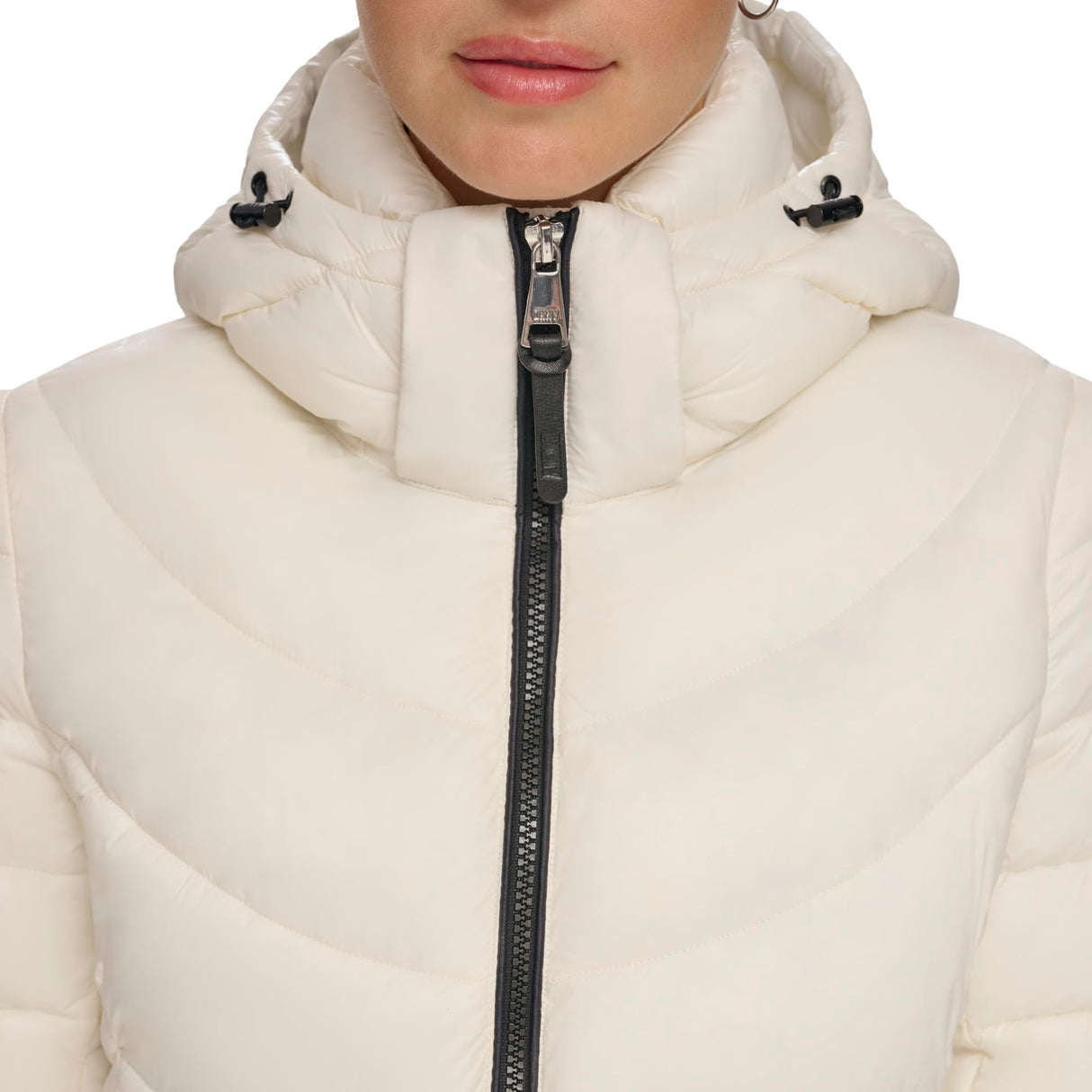 DKNY Cremallera Frontal Plegable Tampón, Blanco, XS para Mujer