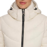 DKNY Cremallera Frontal Plegable Tampón, Blanco, XS para Mujer