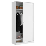 DEKIT GRUPO RIMOBEL Armario 2 Puertas correderas, Madera de ingeniería, Blanco Brillo, 100x204x50cm
