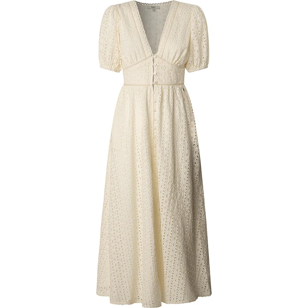 Pepe Jeans Oprah Dress Vestido, Beige (Blanco Blanqueado), XS para Mujer