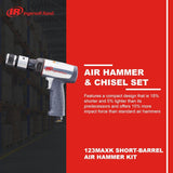 Ingersoll Rand Martillo Neumático 123MAXHK Kit, cañón corto, ligera y compacta, con juego cinceles 5 piezas, reduce vibraciones 30%