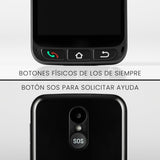 SPC Zeus 4G Pro + Carcasa | Smartphone fácil Uso Mayores | Iconos XXL, Botón SOS, Configuración remota | 5,5”, 4GB RAM, 64GB Memoria Interna, cámara 13MP, Android 11, Base de Carga, Negro