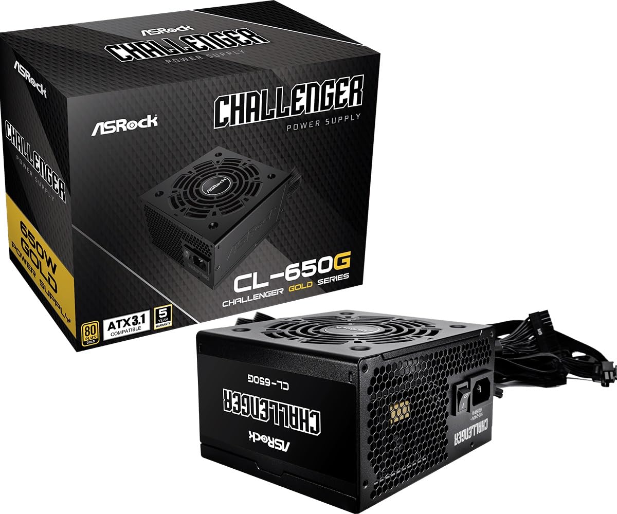 Fuente ALIMENTACION ASROCK SL-650G,PSU,650W,80 Plus Gold,135MM,Modular,PCI-E 5.1 (12+4pin) x1,PCI-E (6+2 Pin) x3,SATA (5 Pin) x9