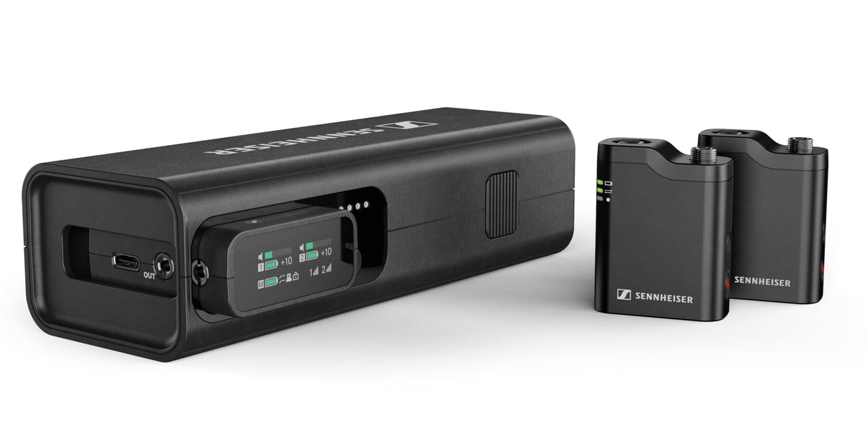 Sennheiser Profile Wireless Sistema de micrófono de Solapa y de Mano Todo en uno de 2,4 GHz y 2 Canales | Incluye Receptor, función de flotación de 32 bits, 2 micrófonos de Solapa (700266)