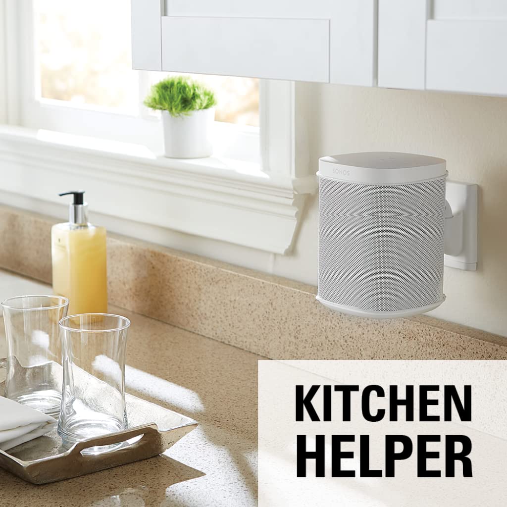 Sanus Soportes de Pared Ajustables para Altavoces diseñados para SONOS One, Play:1 & Play:3 – Par (Blanco)