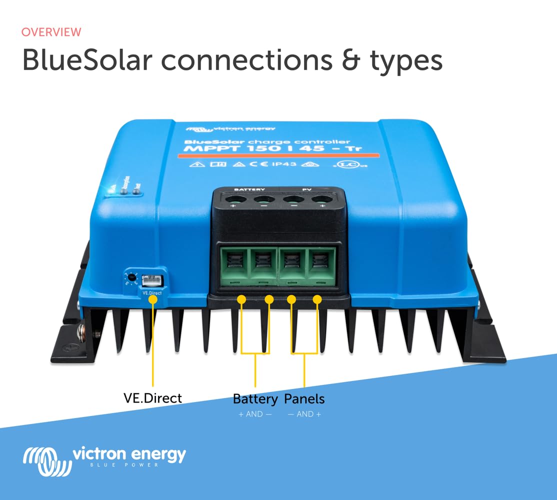 Victron Energy BlueSolar MPPT TR 150V 45amp 12/24/36/48-Volt Controlador de Carga Solar