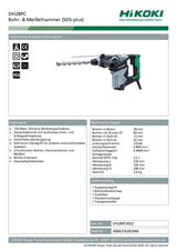 Hikoki DH28PCWSZ - Martillo perforador combinado SDS-Plus, 720 W, 230 V