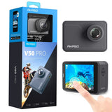 AKASO Cámara Deportiva Nativo 4K/30fps 20MP WiFi Cámara de Acción con Pantalla táctil Cámara Sumergible Acuática 30M 170° Gran Angular Control Remoto EIS 2 Baterías Multi Accesorios (V50 Pro)