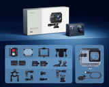 WOLFANG GA300 Cámara Acción 4K, Submarina 40m Impermeable con Tarjeta 32GB, WiFi 60FPS 24MP, Zoom 8X + Gran Angular 170° EIS, Mando 2.4G, Pantalla Táctil, 2 Baterías 1350mAh
