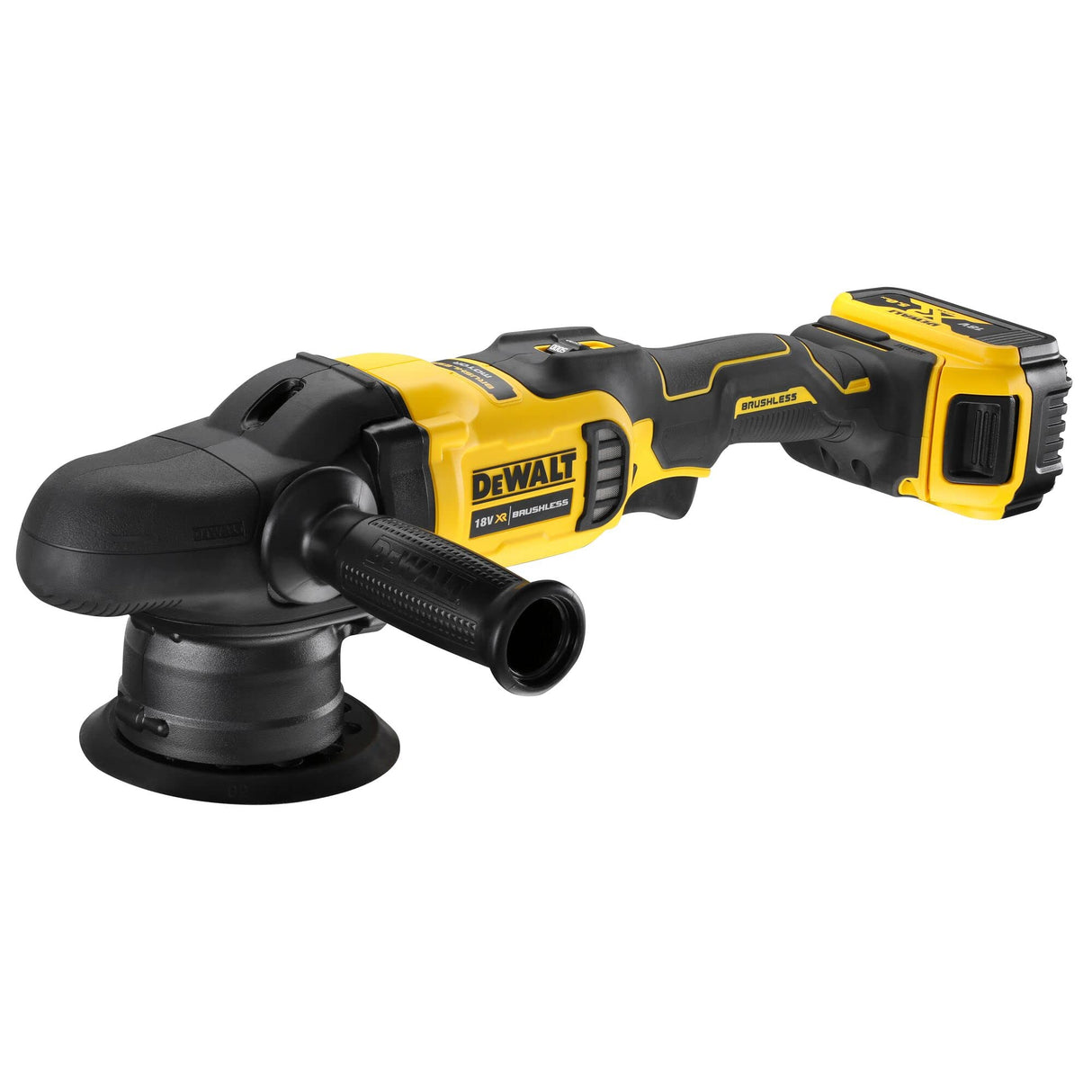 DeWalt DCM848P2-QW - Pulidora de doble acción XR 18 V 5 Ah Li-ion sin escobillas, 2 baterías, color amarillo