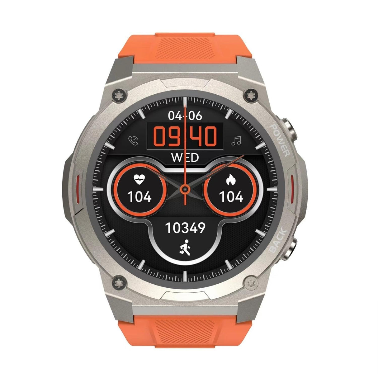 HiFuture GoMix2 Reloj Inteligente Hombre Mujer, Pantalla AMOLED, Resistente al Agua IP68, Monitor de frecuencia cardíaca en la, podómetro smartwatch para Android e iOS (Naranja)