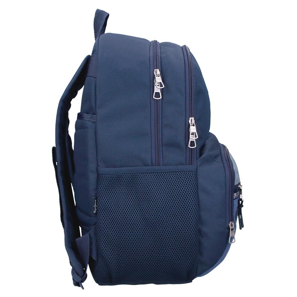 Pepe Jeans Seldon Mochila Escolar Doble Compartimento Adaptable a Carro Portátil 15,6 pulgadas Negro 33x46x17 cms Poliéster by Joumma Bags