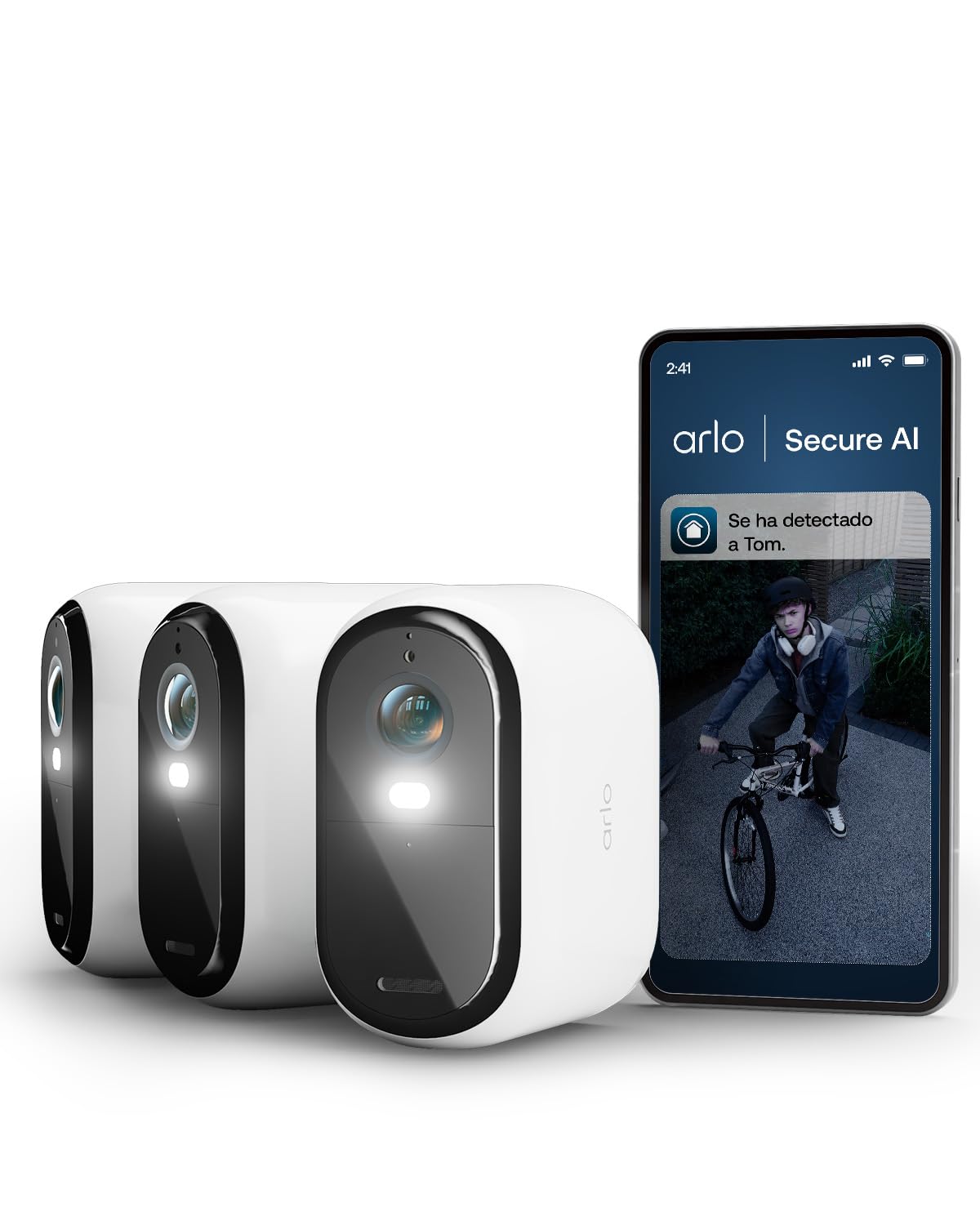 Arlo Essential 3 2K XL, cámara WiFi Exterior, batería de 24 Meses, visión Nocturna en Color, Sirena, Audio bidireccional, 3 cámaras Blancas
