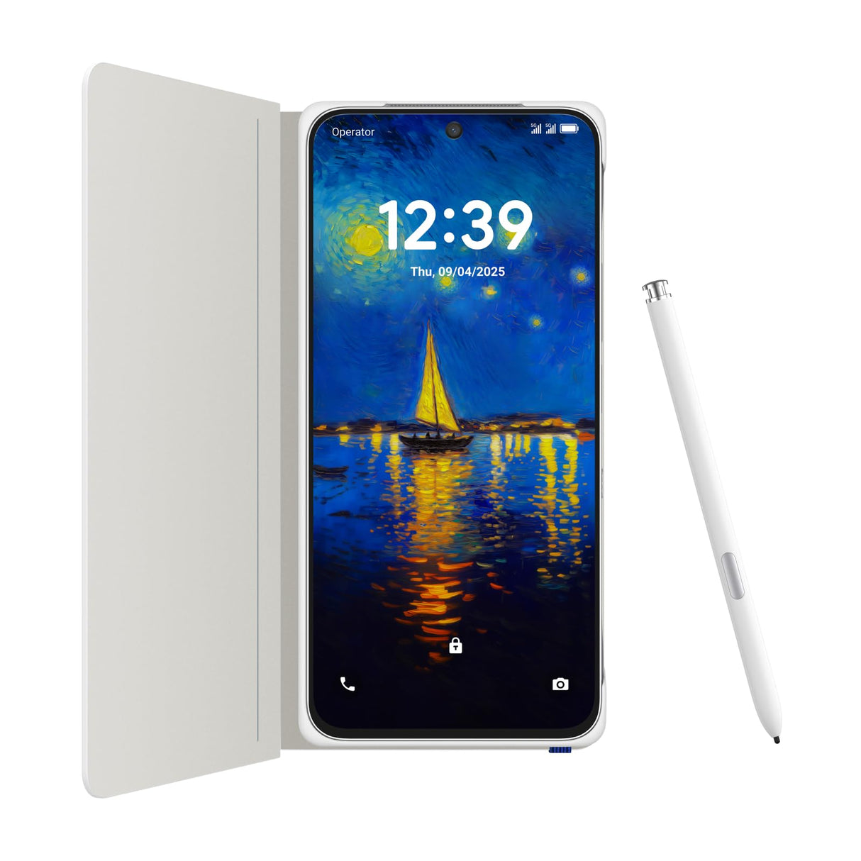 TCL NXTPAPER 60 Ultra 5G Smartphone Android, Pantalla FHD+ de 7,2 Pulgadas, 12 GB de RAM + 512 GB de ROM, teléfono con protección Ocular, Color Blanco Lunar, con Funda Flip y lápiz óptico.