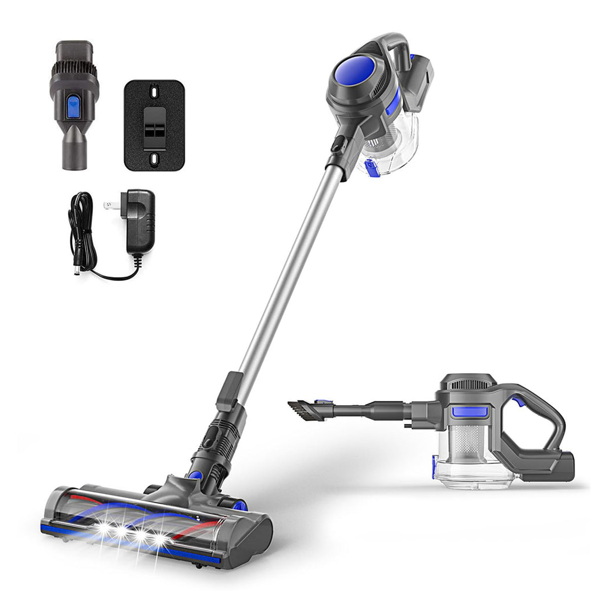 Aspiradora Sin Cable Air Essence Bise MAX, Azul, Aspiradora 100 AirWatt, Vacuum Cleaner 210 W, 1.3 litros, 72 Decibeles, Aspirador De Mano, Cepillo Flexible Con Luz LED, Tecnología Ciclónica