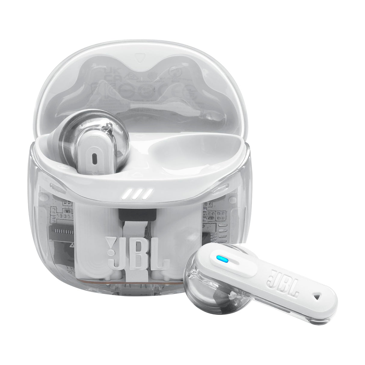 JBL Tune Flex 2, Auriculares inalámbricos Bluetooth y cancelación de Ruido. Autonomía de hasta 48 hrs, IP54 Resistentes al Agua y al Polvo, conexión multipunto, diseño ergonómico, Ghost Blanco