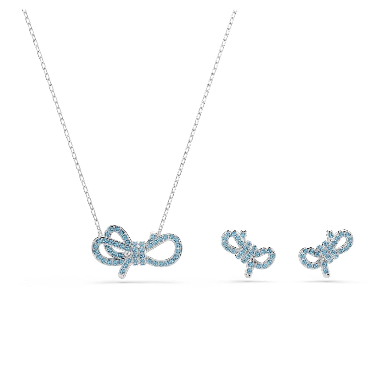 Swarovski Conjunto Lifelong Bow, Lazo, Azul, Baño de rodio