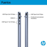 HP OmniBook 5 16″ OLED 2K, Ordenador portátil AMD Ryzen AI 5 330, 32GB RAM, 1TB SSD, Gráficos AMD Radeon 820M, Windows 11 Home, Azul - Teclado QWERTY Español