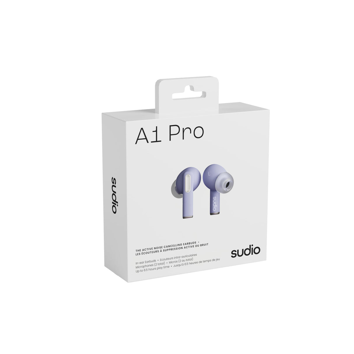 Sudio A1Pro Purple - Auriculares in-Ear con Bluetooth, Control táctil con Base de Carga inalámbrica compacta, protección IPX4, cancelación de Ruido Activa, con micrófono Integrado, Sonido de Cristal