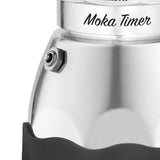 Bialetti Eléctrico Moka Temporizador, Capacidad por 6 Carribas, 365W, Plata / Negro