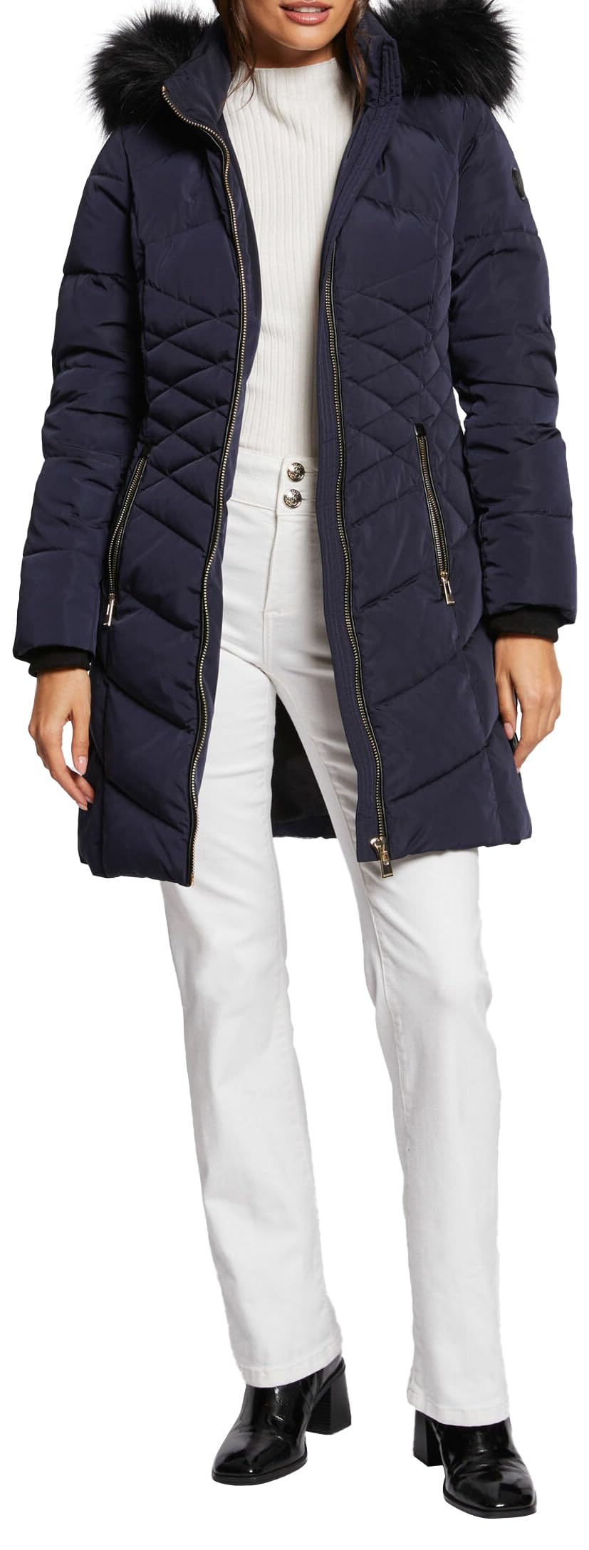 Morgan 242-gcleo Chaqueta Larga de plumón, Azul Marino, 36 para Mujer
