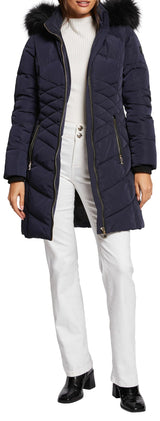 Morgan 242-gcleo Chaqueta Larga de plumón, Azul Marino, 36 para Mujer