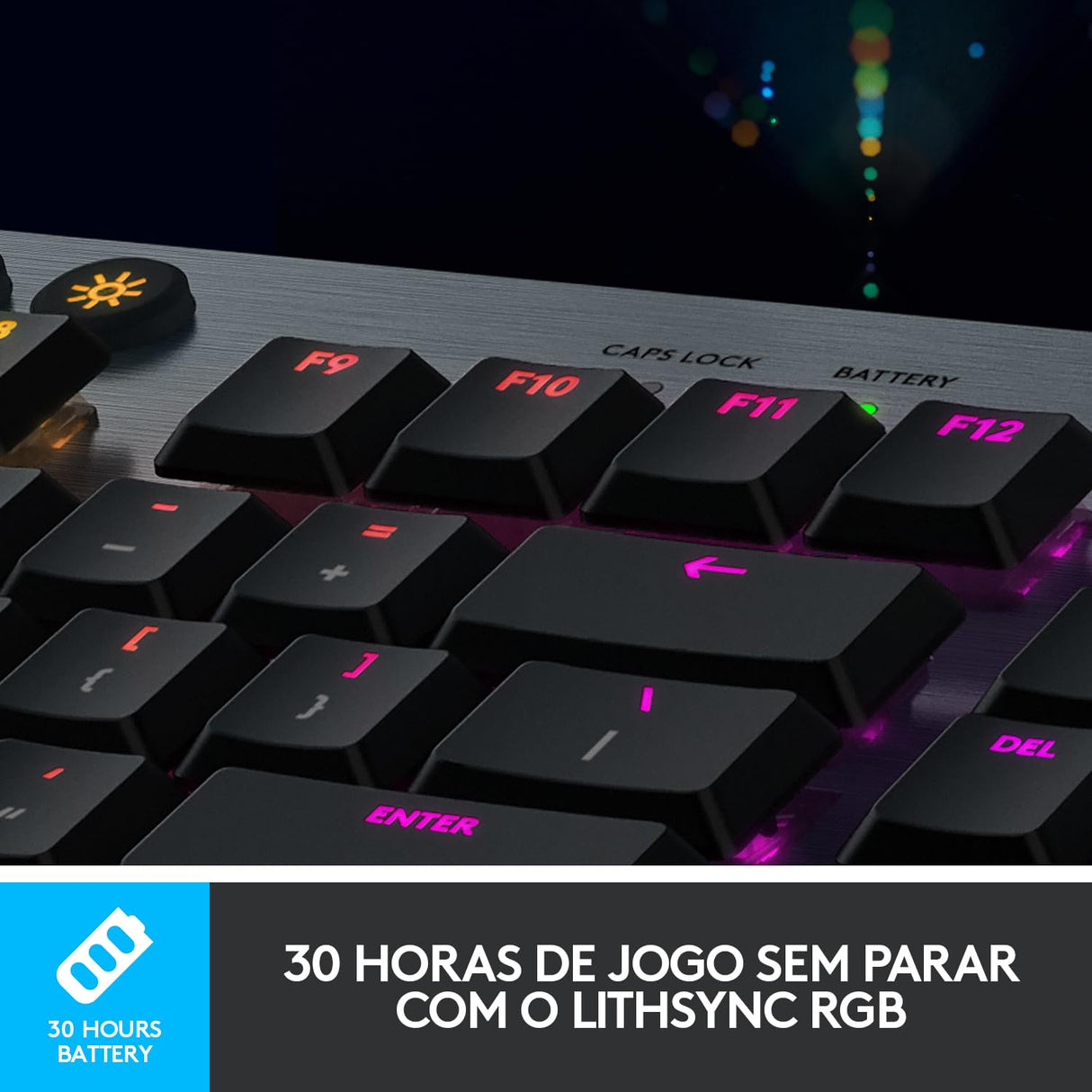 Logitech G915 LIGHTSPEED Teclado Gaming Mecánico Inalámbrico con teclas GL, Tactile de Bajo Perfil, LIGHTSYNC RGB, Diseño Ultra Delgado, 30 Horas de Duración de la Batería, QWERTY Portugués, Negro