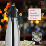 ISI Sifón soda Seltz Bartender Cocktail acero inoxidable lt.1,0