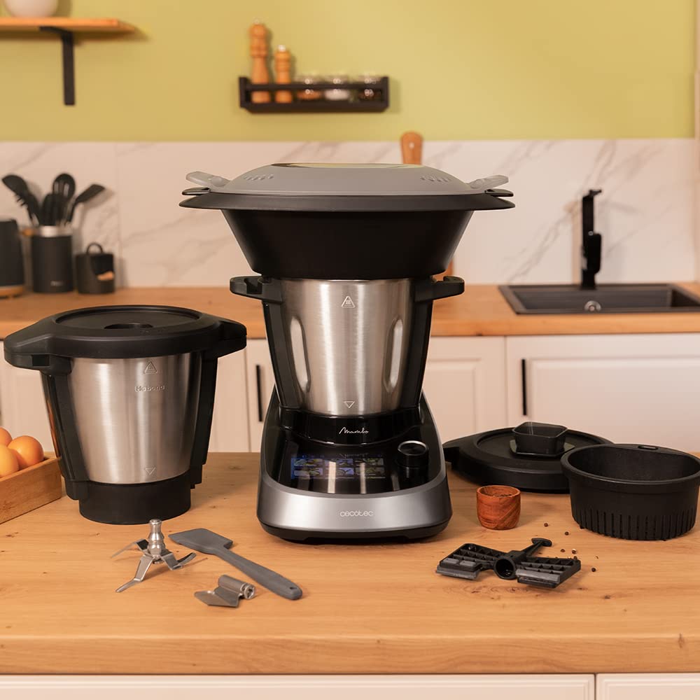 Cecotec Robot de Cocina Multifunción Mambo Touch con Jarra Habana. 1600 W, 37 Funciones, Pantalla Táctil TFT 5" con Recetario Integrado, 3,3 Litros, APP, Báscula y Jarra de Acero Inox + Habana