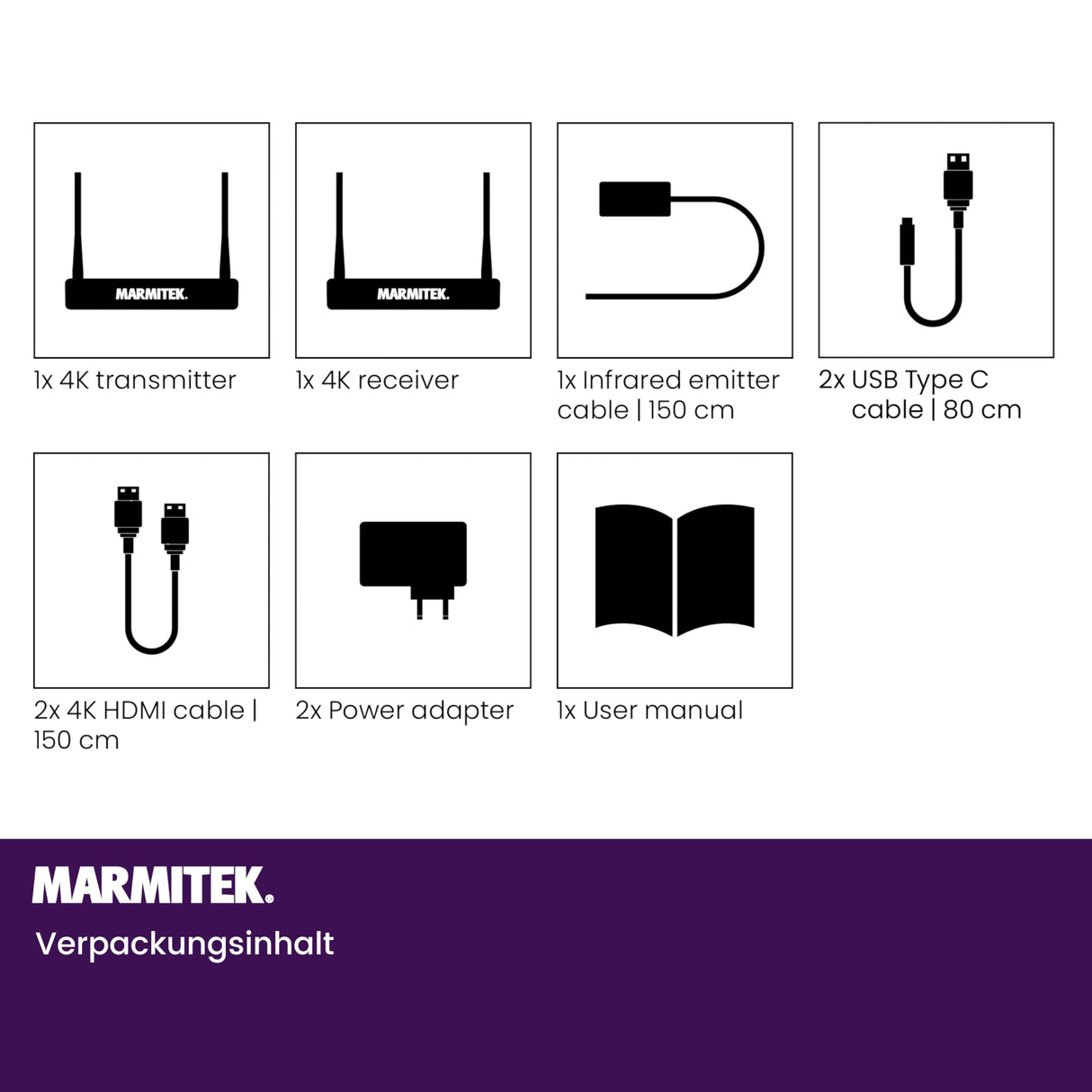 Marmitek 4K Transmisor HDMI Inalámbrico - TV Anywhere Wireless 4K - 4K60 - Inalámbrico - Ultra HD - Extensor Wireless- Área de Cobertura - Función de Retorno de Infrarrojos - KVM
