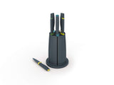 Joseph Joseph Elevate - Juego de 5 cuchillos con soporte giratorio, bloque de cuchillos de cocina - Negro/ ópalo