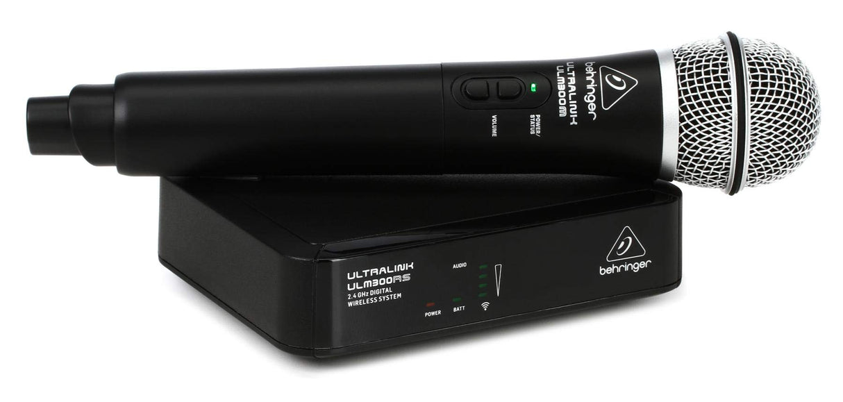 Behringer ULTRALINK ULM300MIC Sistema inalámbrico digital de alto rendimiento de 2,4 GHz con micrófono de mano y receptor