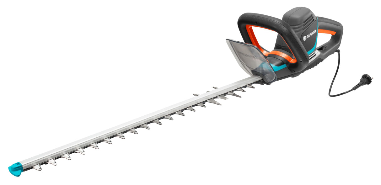 Tijeras cortasetos eléctricas PowerCut 700/65 de GARDENA: cortasetos con 700 W, cuchilla de 65 cm de longitud, separación entre dientes de 27 mm, mango ergonómico y protector contra impactos (9835-20)
