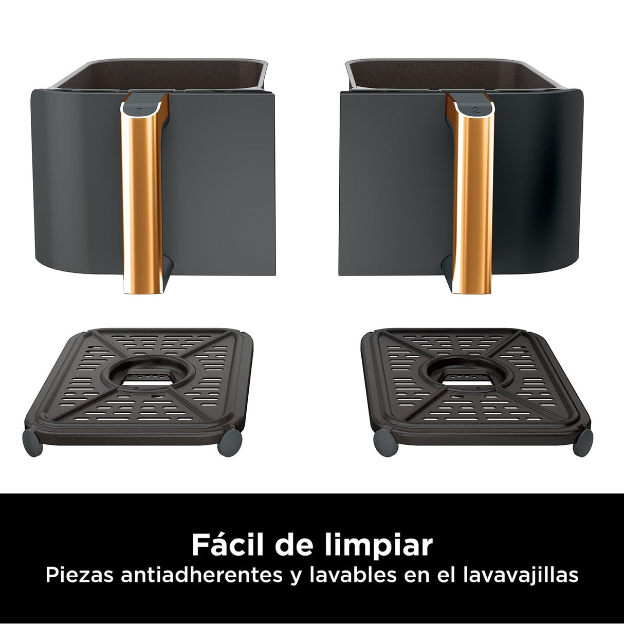 Ninja Freidora de aire Foodi MAX [AF400EUCP] doble compartimento, 9,5 l de capacidad, 2 cajones, 6 funciones, cobre
