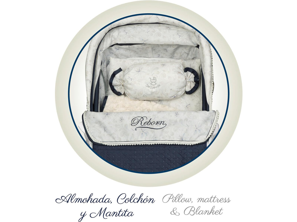 De cuevas Toys Coche Reborn Plegable con Sombrilla Provenza 40X90X90Cm, Azul Marino