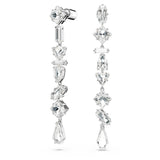 Swarovski Pendientes Mesmera, Diseño asimétrico, Tallas mixtas, Largos, Blancos, Baño de rodio